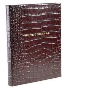 New Saks Fifth Avenue Croc-Embossed Tabbed Leather Wine Journal